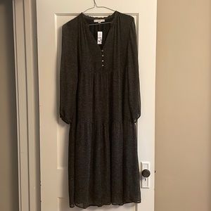 LOFT Long Sleeved Black Tiered Dress SIZE MEDIUM